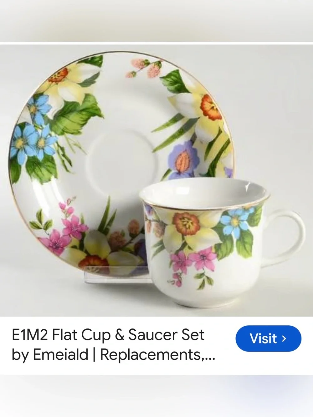 #3062**Floral Tea Cup & Saucer in Multicolor